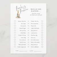 Pearls Would She Rather Bridal Shower Game Card