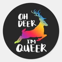 Oh Deer Queer Pride Minimal Artistic Style  Classic Round Sticker