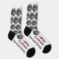 I Love My Labrador Black Lab Custom Dog Pet Photo Socks