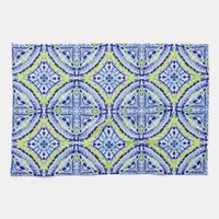 Mediterranean Blue Neon Mosaic-Hand-Painted Kitchen Towel