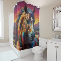 Cosmic Psychedelic Horse: Surreal Journey  Shower Curtain