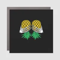 Halloween Upside Down Pineapple Swinger Skeleton Car Magnet