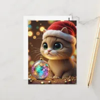 Adorable Christmas Kitten Postcard
