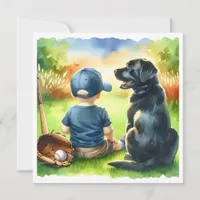 Square Baby and Black Lab Dog Baby Shower Invitation