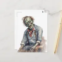 Watercolor Zombie Postcard