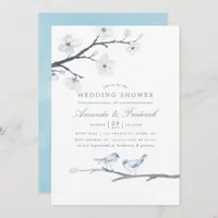 White Cherry Blossoms Wedding Shower Invitation