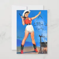 BBQ Party Vintage Pinup Gal Invitation