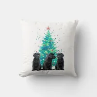 Black Labrador Christmas Puppy Throw Pillow