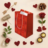 Romantic Red Gradient Heart Pattern  Medium Gift Bag