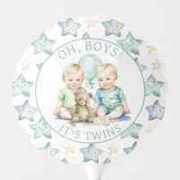 Watercolor Twin Boys Baby Shower | Oh, Boys! Balloon