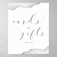 Wedding Dusty Blue & Gray Watercolor Cards Gifts Poster