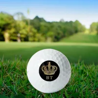 Crown black monogram initials golf balls