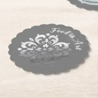 Tranquil Silver & Gray Monogram | Paper Coaster