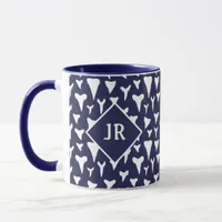 Nautical Blue and White Shark Teeth Patterned Mug