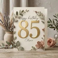 Elegant Gold Botanical Wreath Womens 85th Birthday Card
