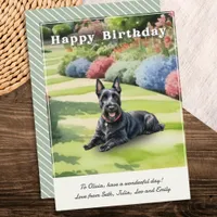 Scottish Terrier In Garden Watercolor Birthday Card