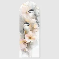 Black-Capped Chickadee Floral Illustration Bookmarks