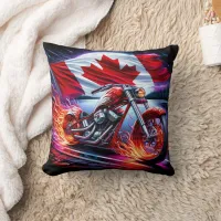 Canadian pride motorcycle at sunset throw pillow