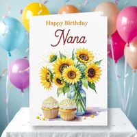 Happy Birthday Nana | Sunflowers and Cupcakes Card