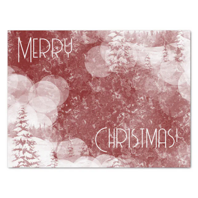 Merry Christmas snowy fir trees landscape Tissue Paper