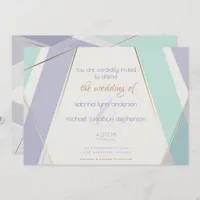 Contemporary Modern Geometric Stripes Mint Violet Invitation
