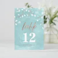 Watercolor Snowdrops Wedding Teal/Copper ID726 Invitation