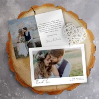 Simple Modern Chic Script Photo Wedding Thank You Card