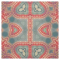 Ethnic Indian Ornate Boho Red And Teal Pattern Fabric