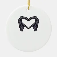 Skeleton Hands Forming A Heart  Ceramic Ornament