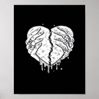 Gothic Skeleton Heart Hands Retro Aesthetic Poster