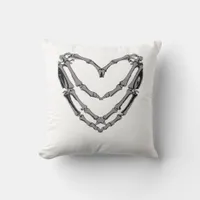 Skeleton Hands Heart Sign Retro Halloween Costume  Throw Pillow