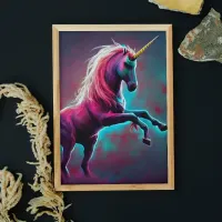 Dark Rainbow Gothic Unicorn AI created digital art Poster