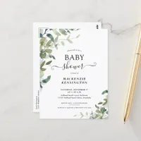 Rustic Greenery Baby Shower Invitation Postcard