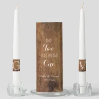 Rustic Brown Barn Wood Country Wedding Unity Candle Set