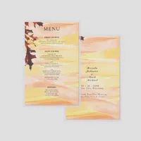 Autumn Orange Yellow Leaves Wedding Laminated Menu