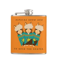 Cute Alpacas Rocking Goatees & Teal Serapes Flask