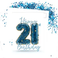 Elegant Blue and Gold Jewel-Toned 21st Birthday Postcard