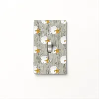 Sand Dollar and Starfish on Driftwood Background Light Switch Cover
