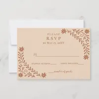Elegant Boho Terracotta Floral Wedding  RSVP Card