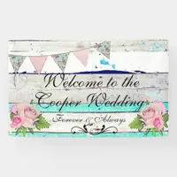 Rustic Wood and Floral Wedding Banner