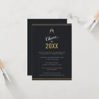 Modern Business New Year's Eve Office Soirée Black Invitation