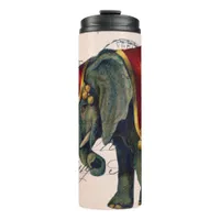 Vintage Elephant Postcard Digital Art Thermal Tumbler