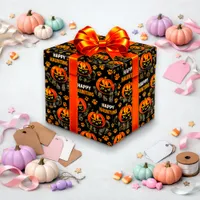 Cute Black Cat Pumpkin Halloween Wrapping Paper