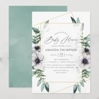 Pastel Eucalyptus Anemone Geometric Baby Shower Invitation