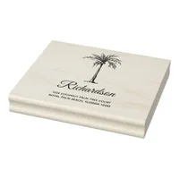 Personalized Artistic Palm Tree Modern Script Rubber Stamp