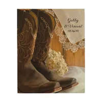 Cowboy Boots and Lace Country Wedding Wood Canvas