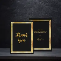 Thank you card birthday black gold