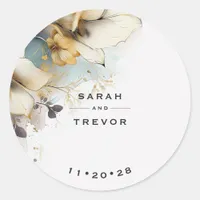 Watercolor Boho Calla Lily Floral  Classic Round Sticker