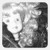 Lonely Doll Head Square Sticker