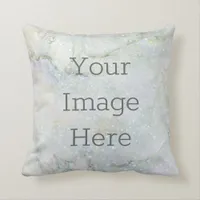 Create Your Own White Metallic Glitter Faux Marble Throw Pillow